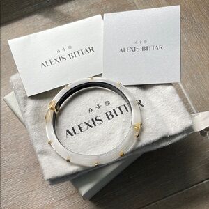 Alexis Bittar Transparent Bangle with Gold & Crystal Details
